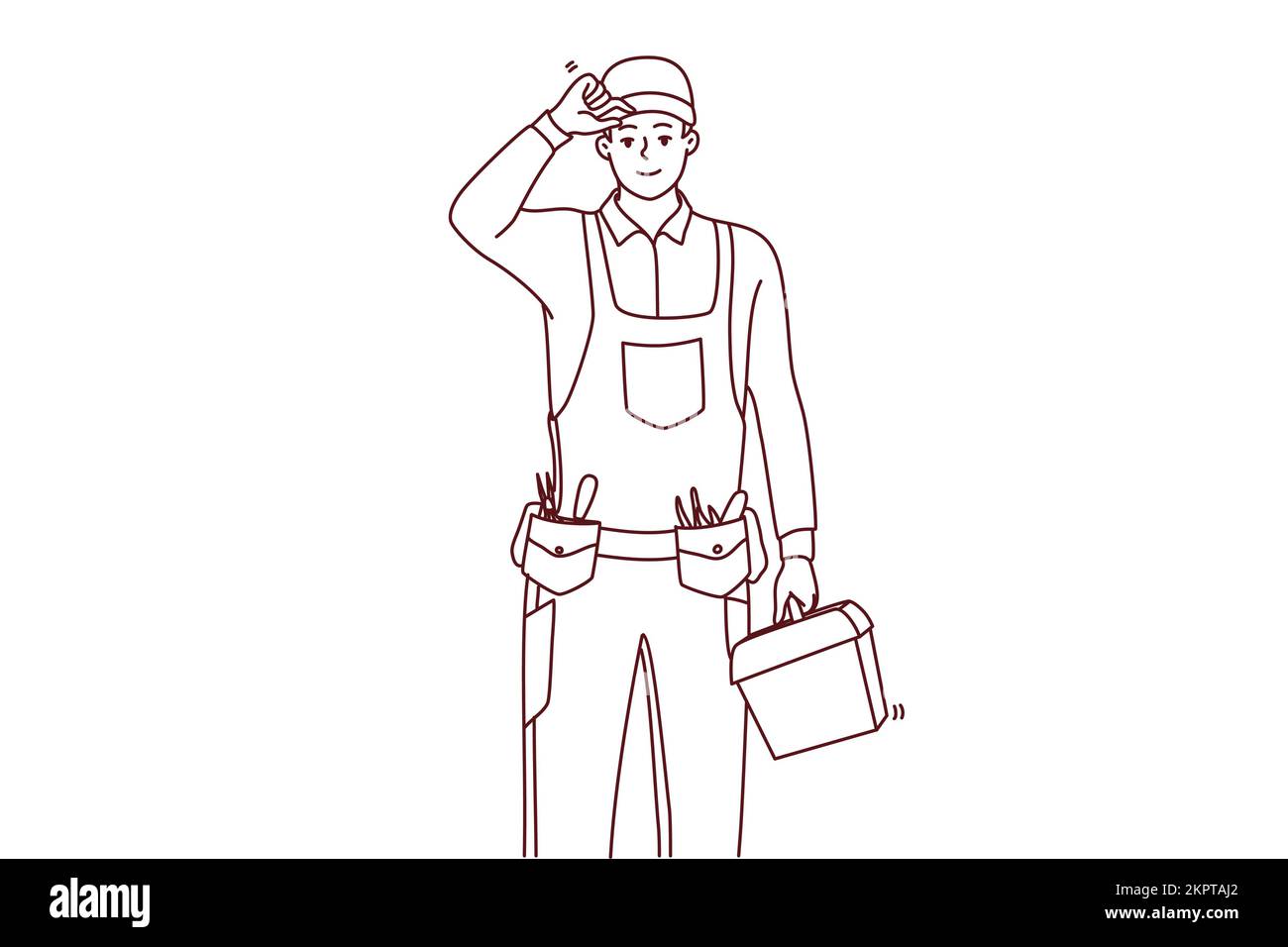 Builder man in uniform with work building tools Vector Image