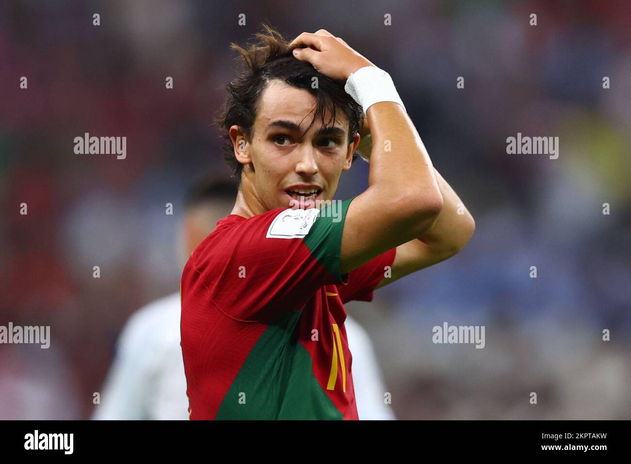 Lusail, Qatar. 28th Nov, 2022. Soccer, World Cup 2022 in Qatar, Portugal - Uruguay, preliminary round, Group H, Matchday 2, Lusail Stadium, Portugal's Joao Félix reacts. Credit: Tom Weller/dpa/Alamy Live News Stock Photo