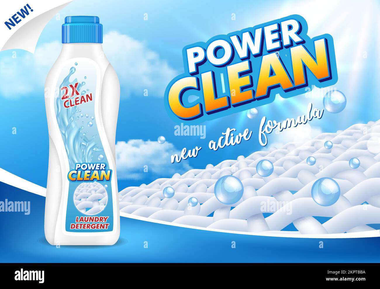 Liquid laundry detergent ad vector realistic illustration Stock Vector