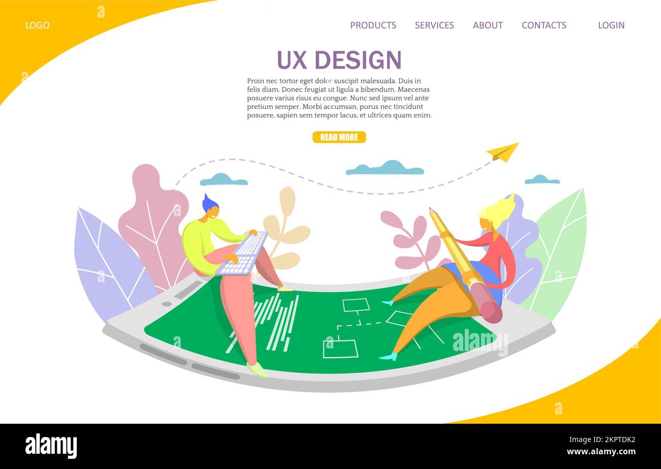 UX design vector website landing page design template Stock Vector