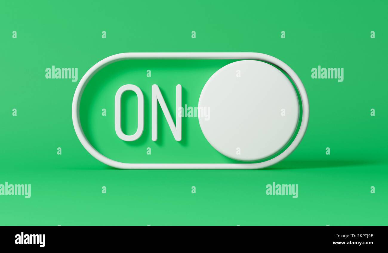 on off toggle switch turned on. Business startup concept. 3D Rendering ...