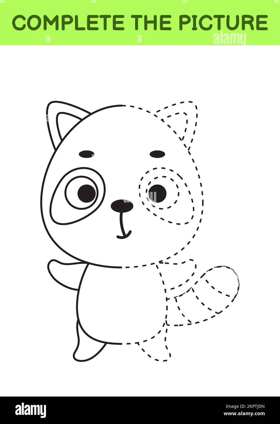 Drawing game step tutorial little cat worksheet Vector Image