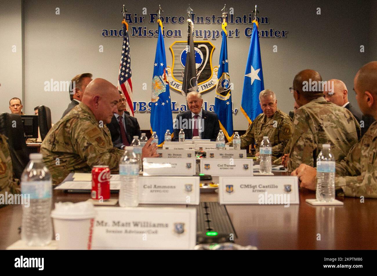 Secretary of the Air Force Frank Kendall meets members of the Air Force ...