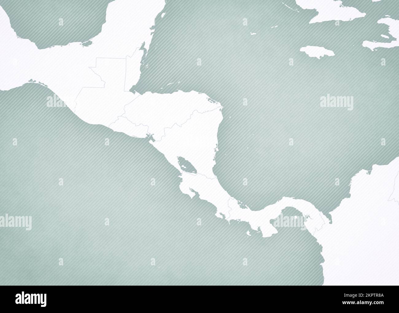 Blank map on the map of Central America with softly striped vintage ...