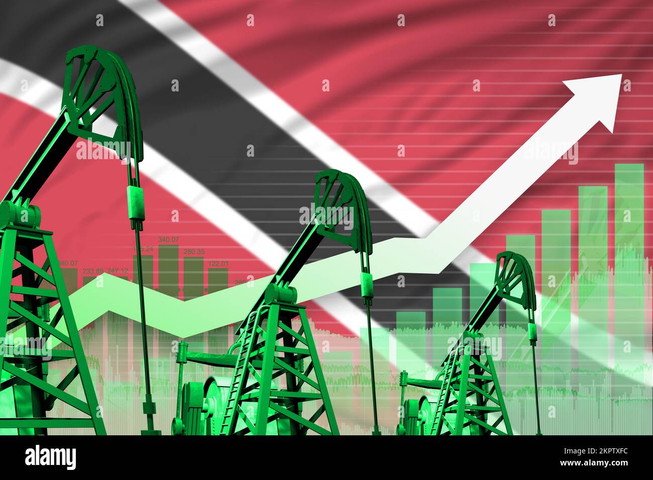 Trinidad and Tobago oil industry concept, industrial illustration