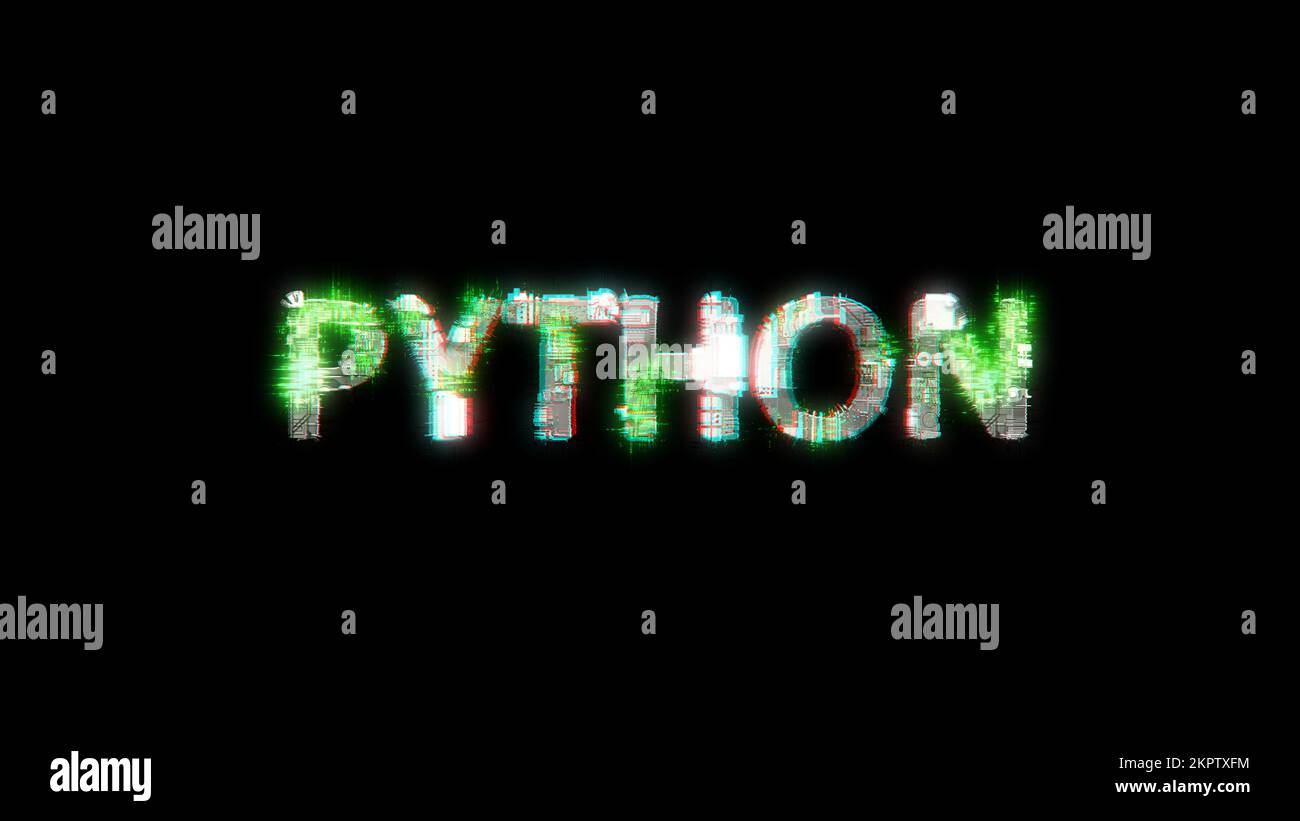 shining cybernetical text PYTHON on black - meta universe concept ...