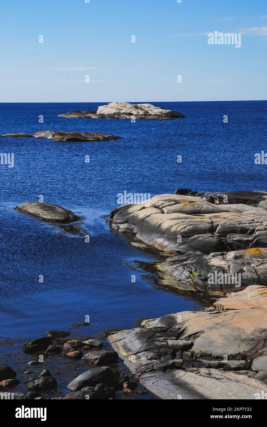 A beautiful view of the rocky coastline of a place called 'The End of the World'. Norwegian landscape.  Verdends Ende, Norway. Stock Photo