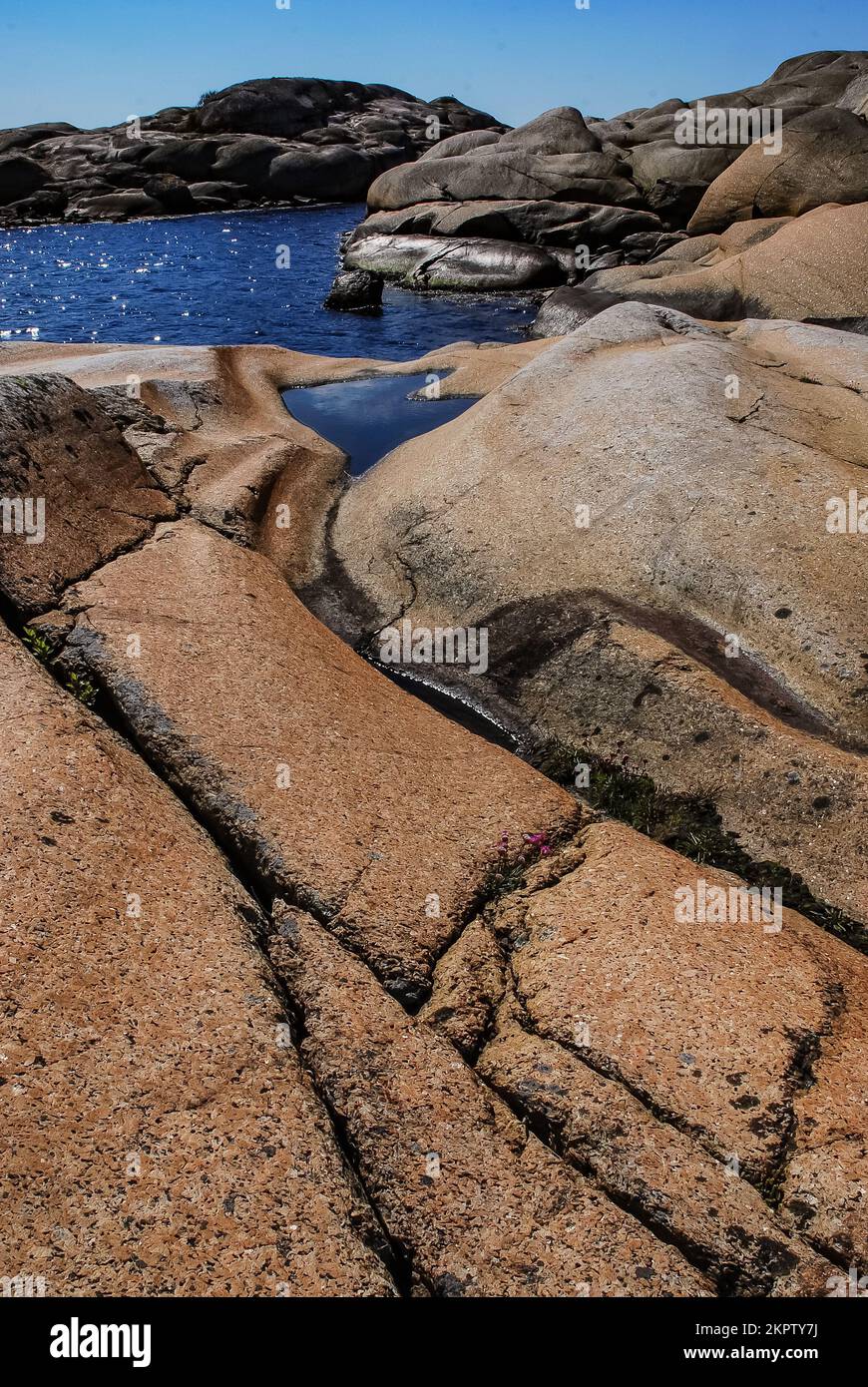 A beautiful view of the rocky coastline of a place called 'The End of the World'. Norwegian landscape.  Verdends Ende, Norway. Stock Photo