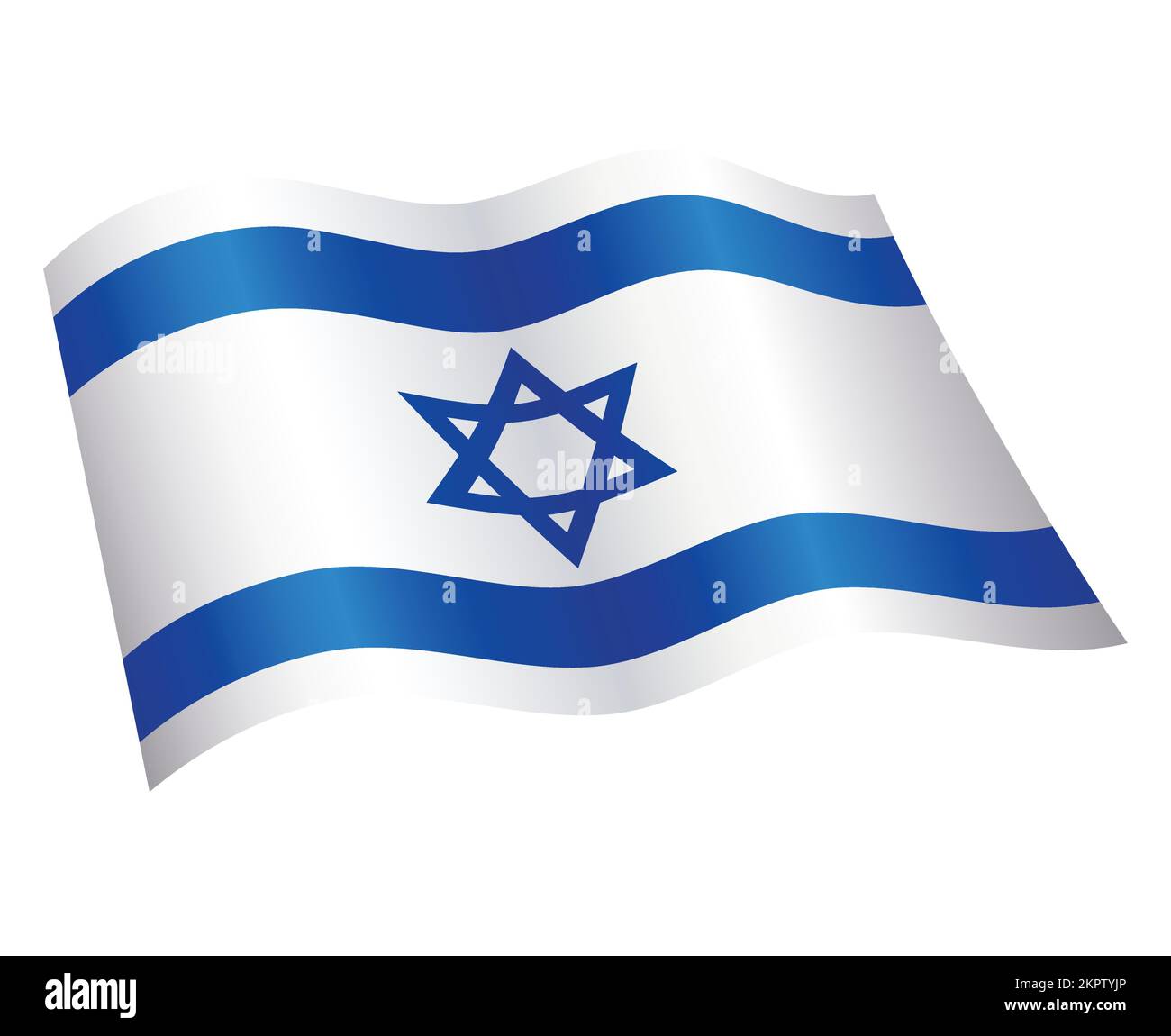 Israeli flag of israel flying waving flowing silk vector isolated on
