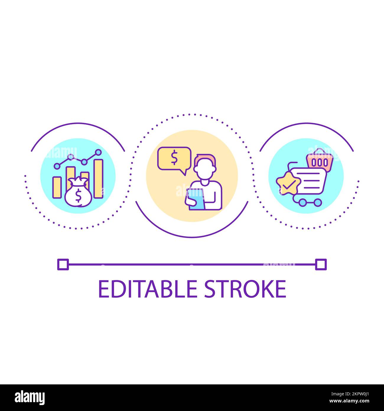 Analyzing income loop concept icon Stock Vector
