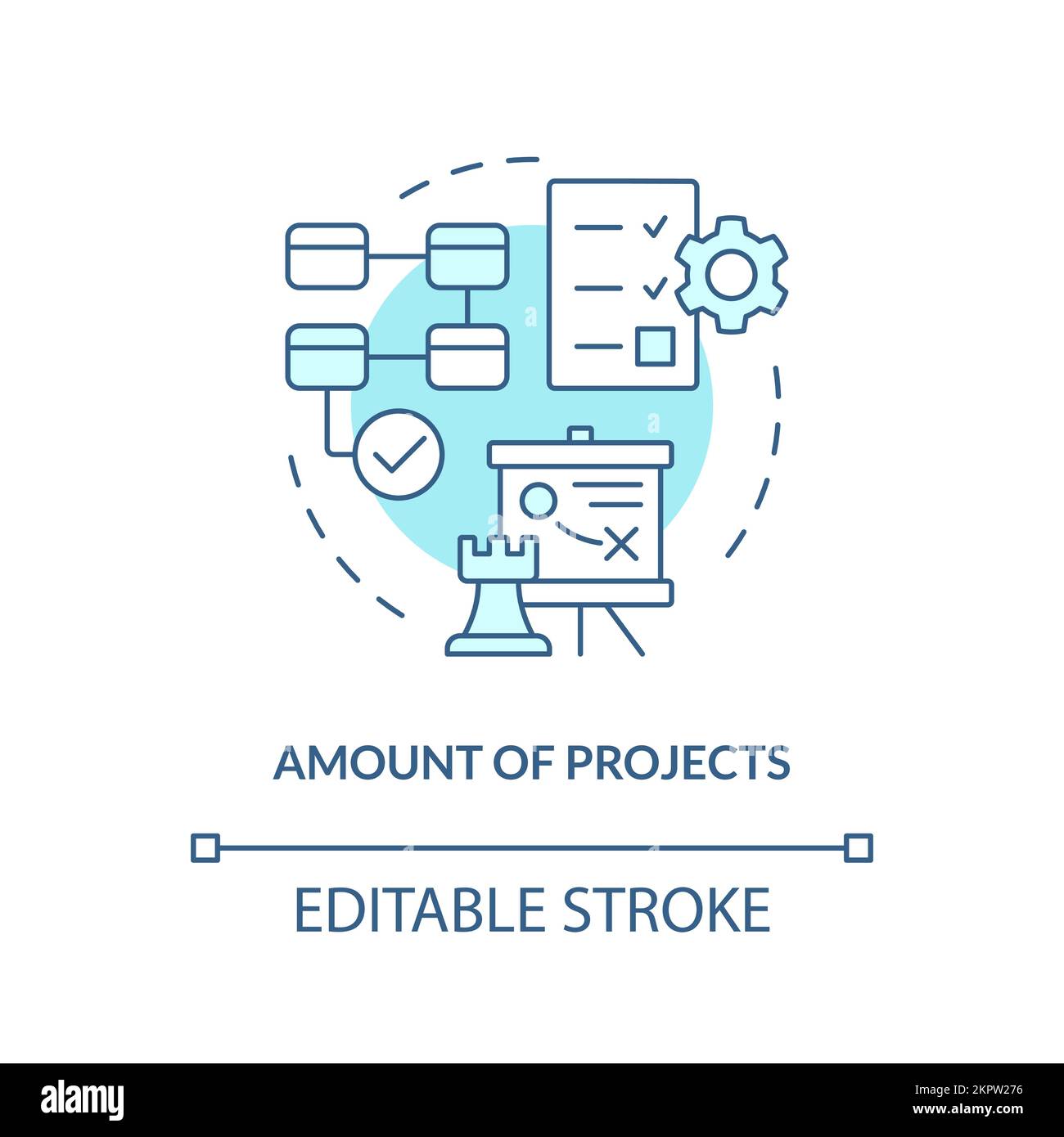 Amount of projects turquoise concept icon Stock Vector