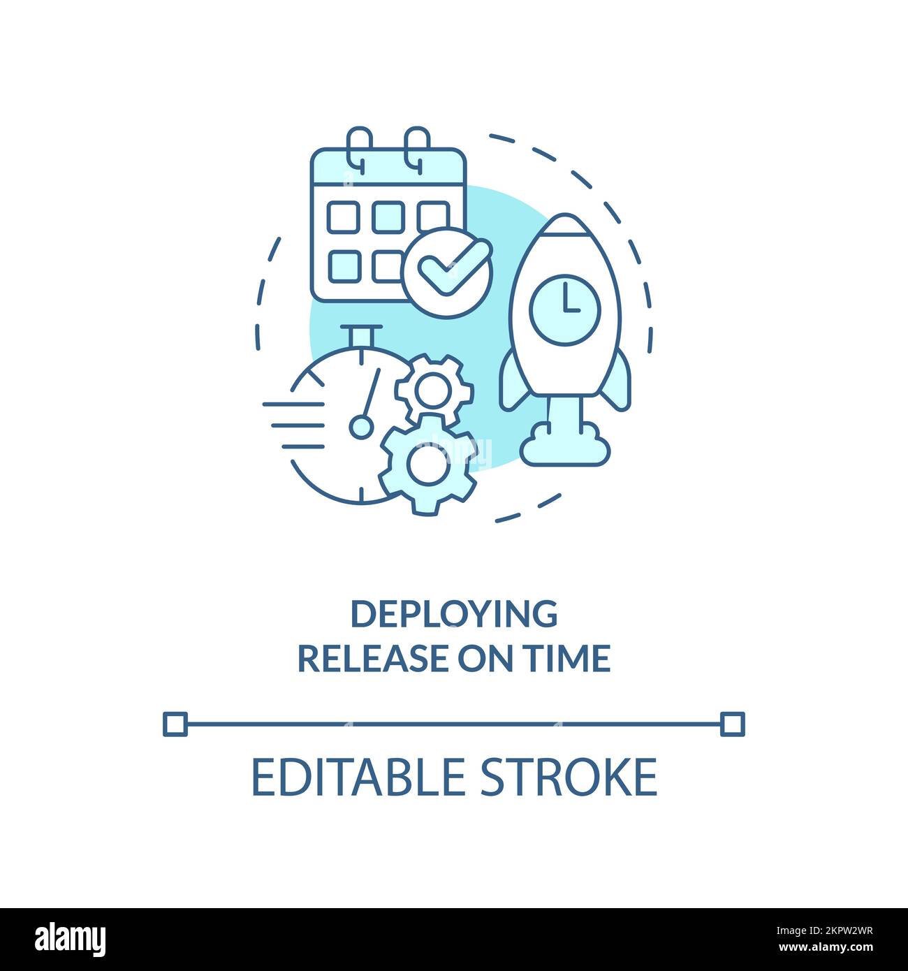 Deploying on time turquoise concept icon Stock Vector