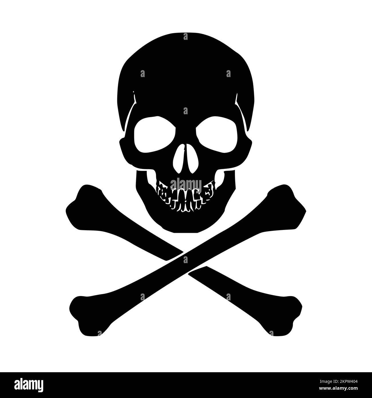 classic skull and crossbones symbol silhouette isolated on white background vector Stock Vector