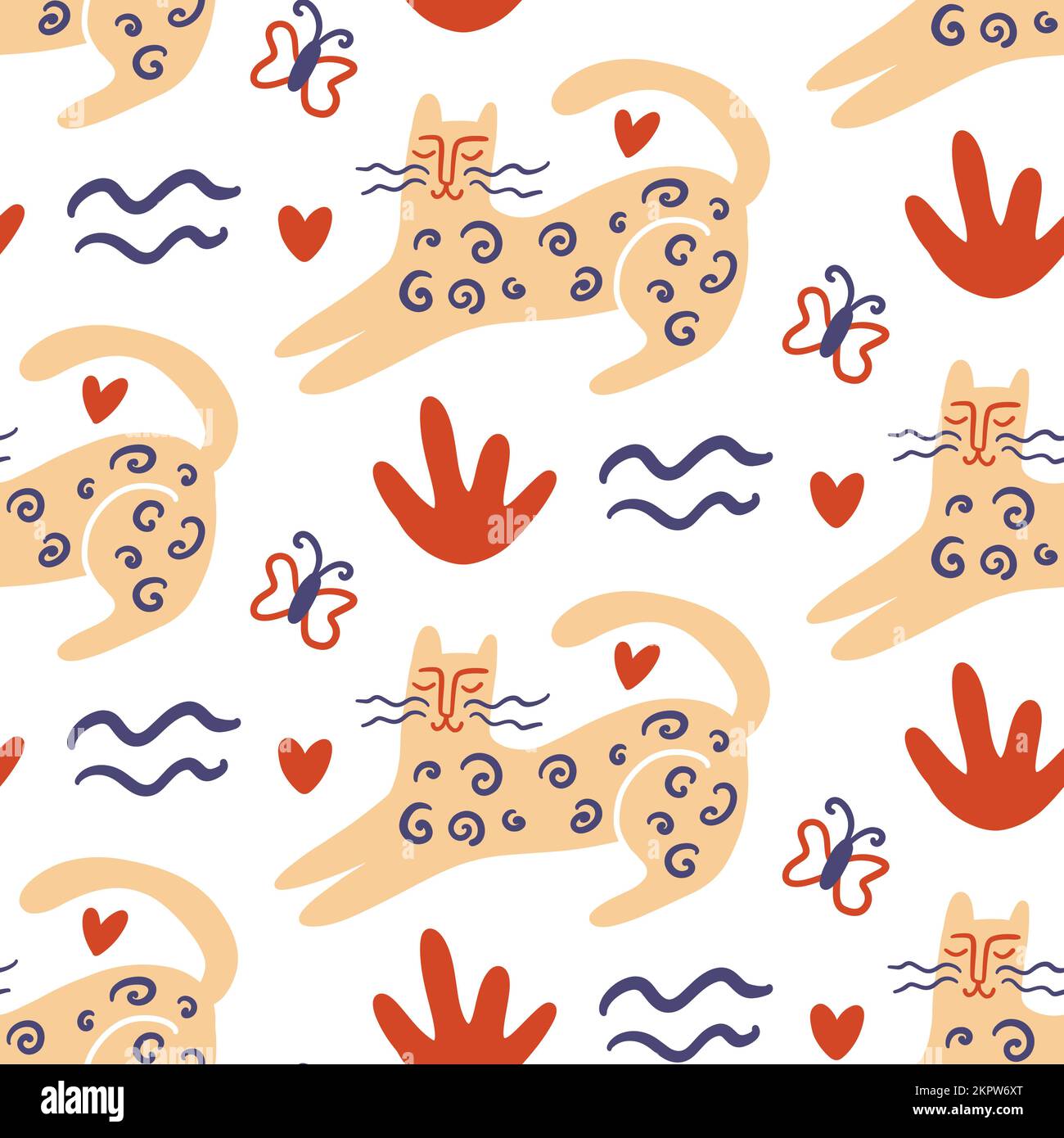 Trendy Cats Seamless Pattern Stock Vector Image & Art - Alamy
