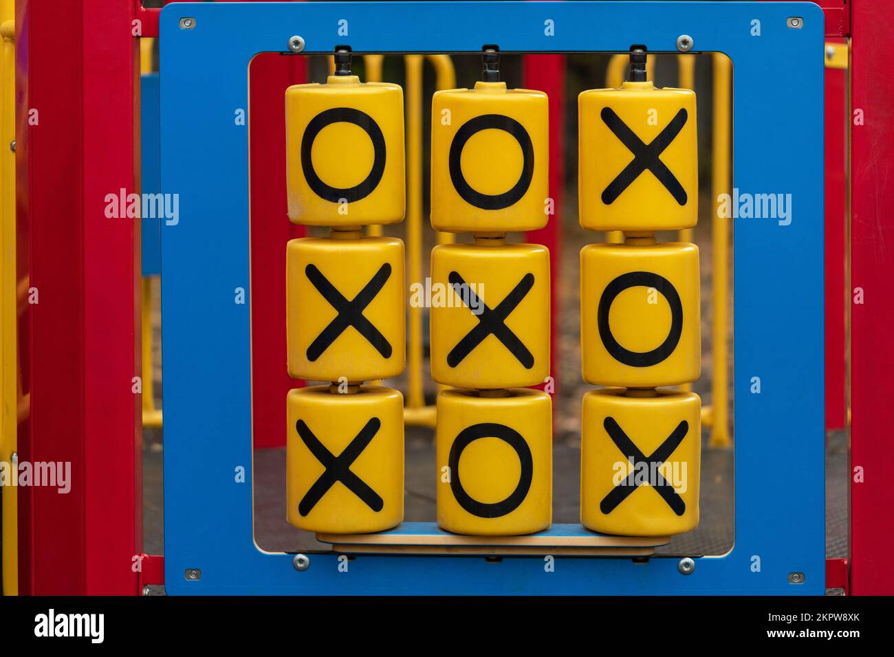 Tictactoe game on the playground. Outdoor activities for kids