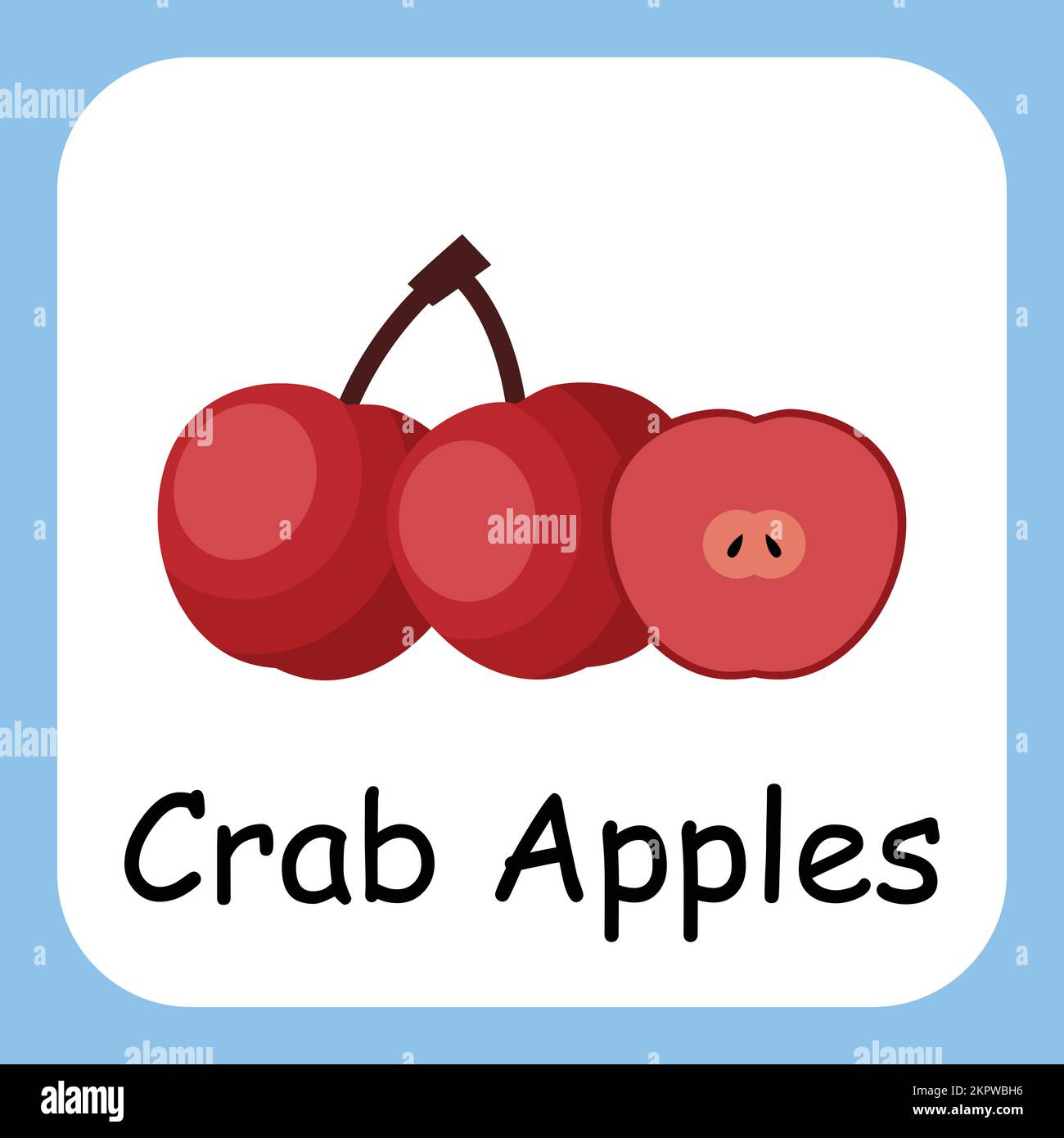 Crab Apples Clip Art, Illustration for Kids, cartoon fruit illustration Stock Vector