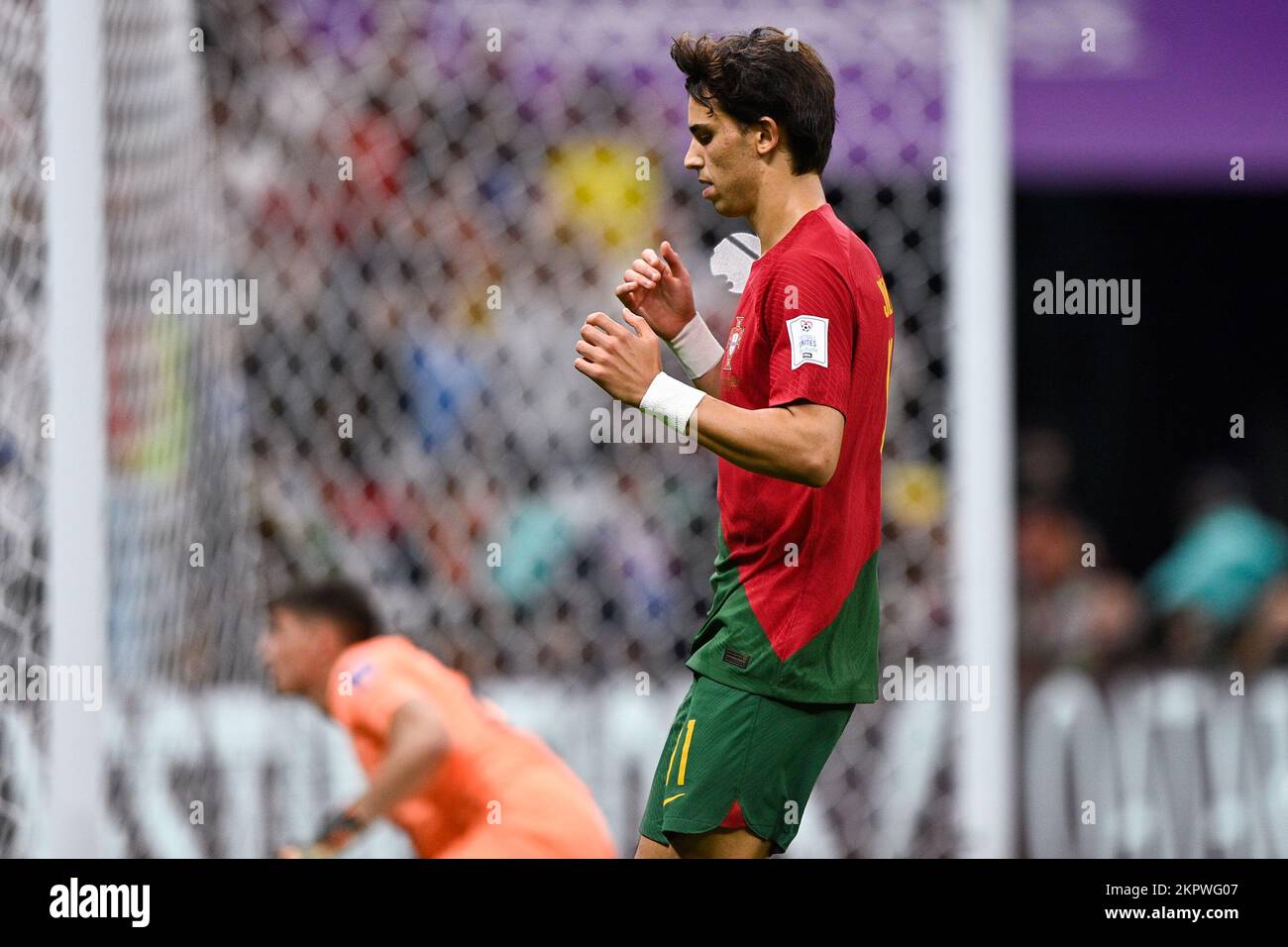 Lusail City, Qatar. 28th Nov, 2022. LUSAIL CITY, QATAR - NOVEMBER 28: Joao Felix of Portugal reacts during the Group H - FIFA World Cup Qatar 2022 match between Portugal and Uruguay at the Lusail Stadium on November 28, 2022 in Lusail City, Qatar (Photo by Pablo Morano/BSR Agency) Credit: BSR Agency/Alamy Live News Stock Photo