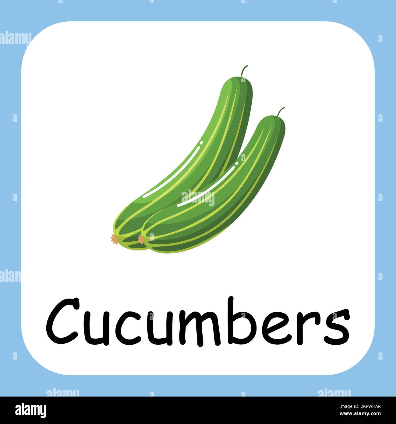 Cucumbers Clip Art, Illustration for Kids, cartoon fruit illustration Stock Vector
