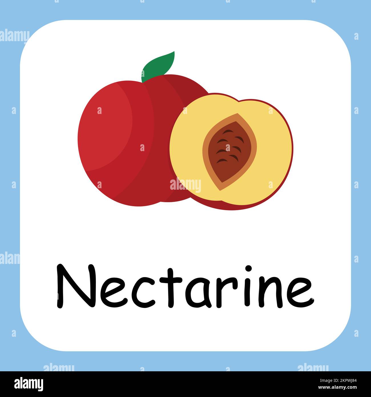 Nectarine Clip Art, Illustration for Kids, cartoon fruit illustration