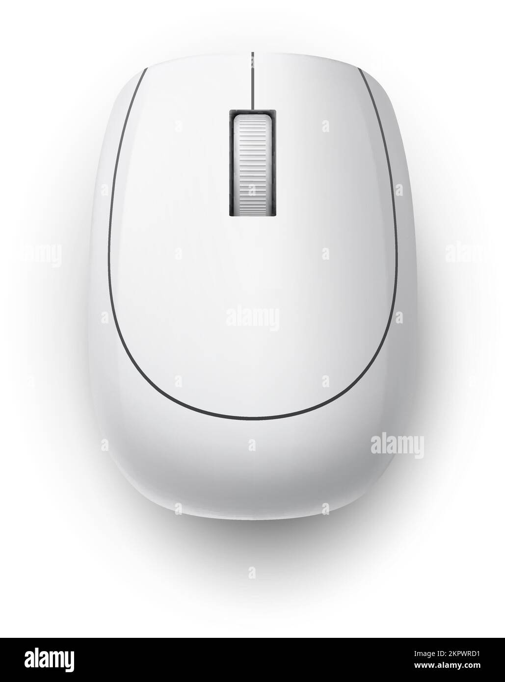 White Realistic Wireless Computer Mouse. Top View. Matte Finish Soft