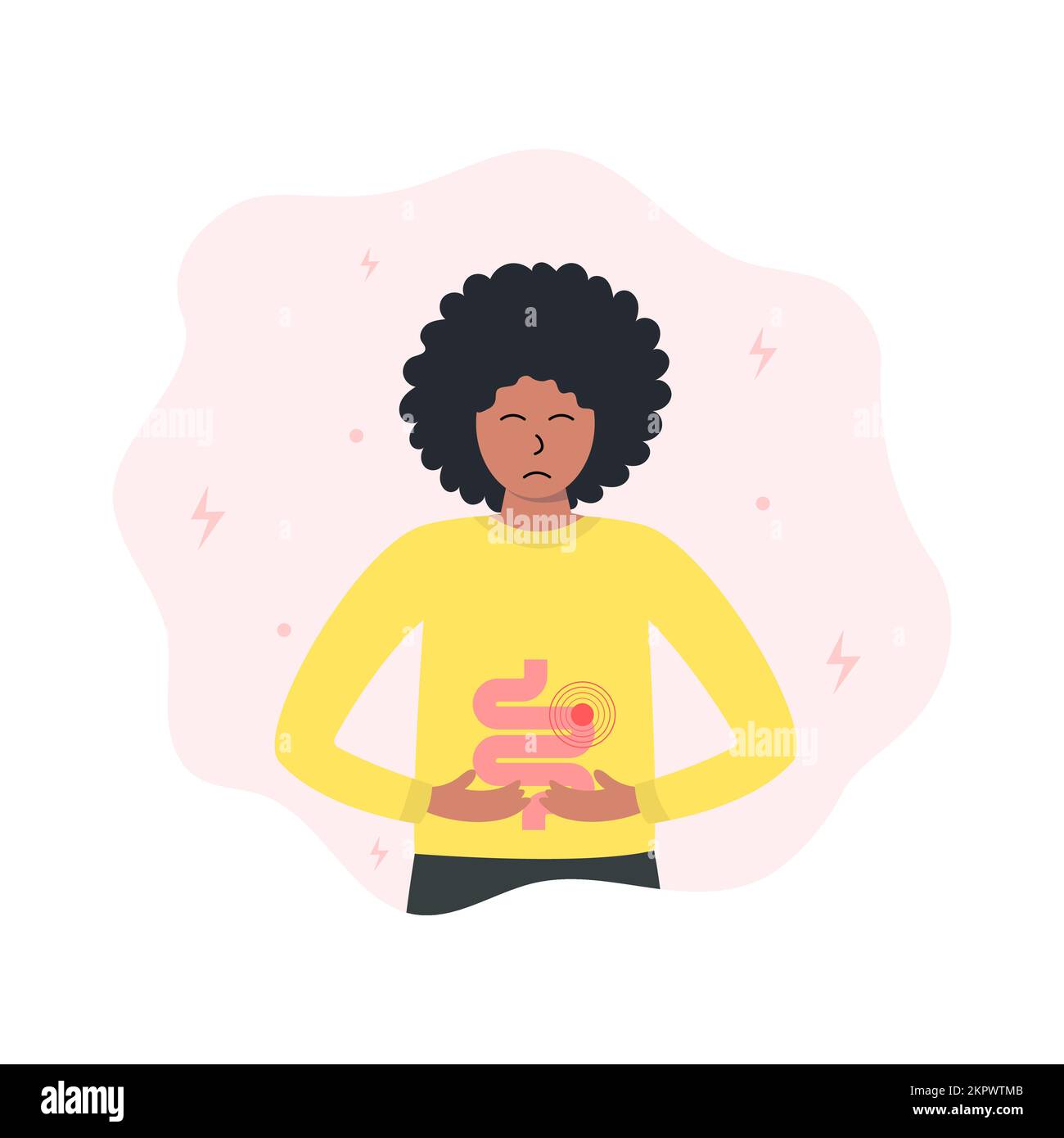 Acute abdominal pain. Menstruation period in women or an unhealthy stomach Stock Vector