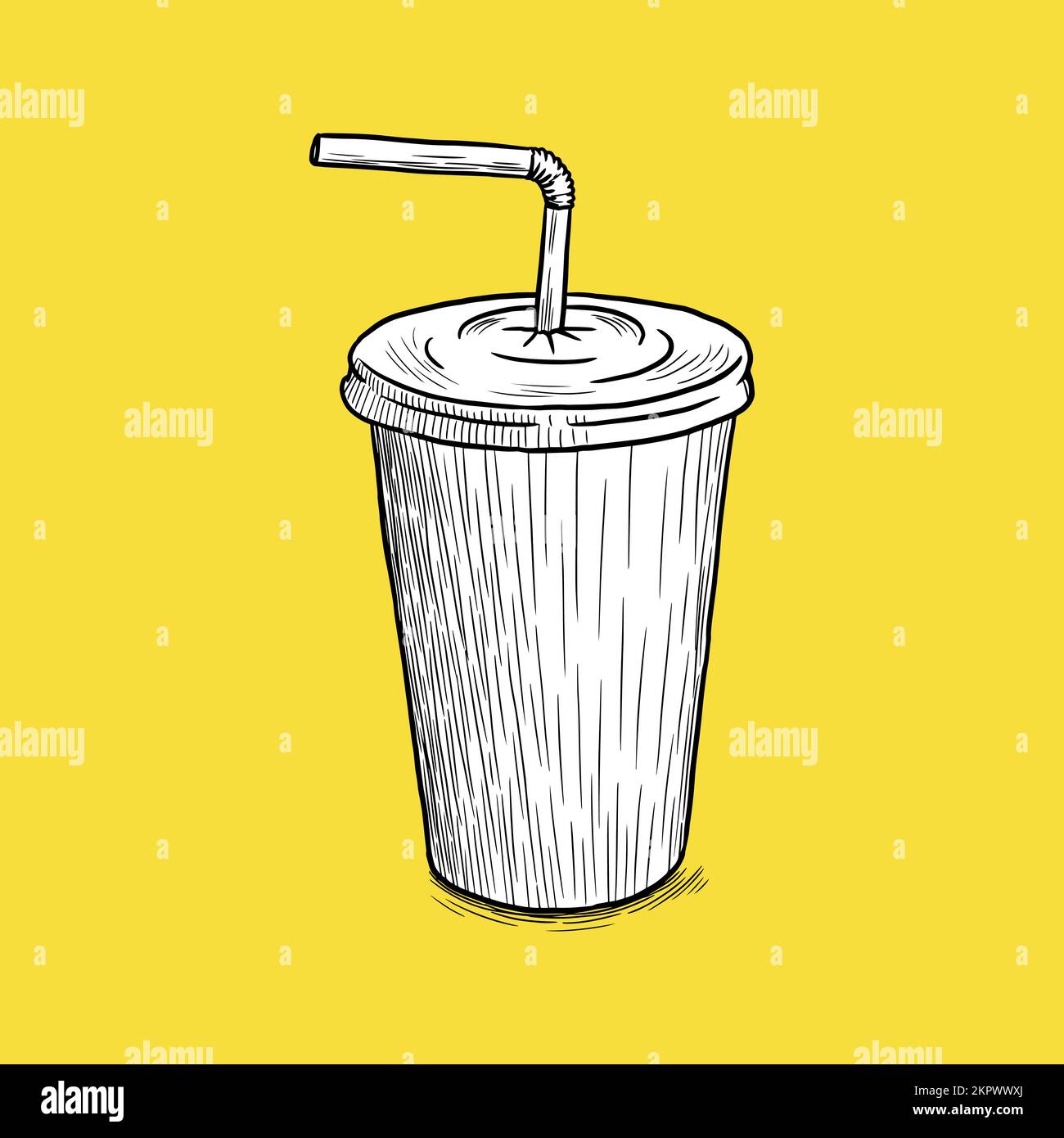 drinks glass cup of water or juice with straw vector illustration line  style icon Stock Vector Image & Art - Alamy