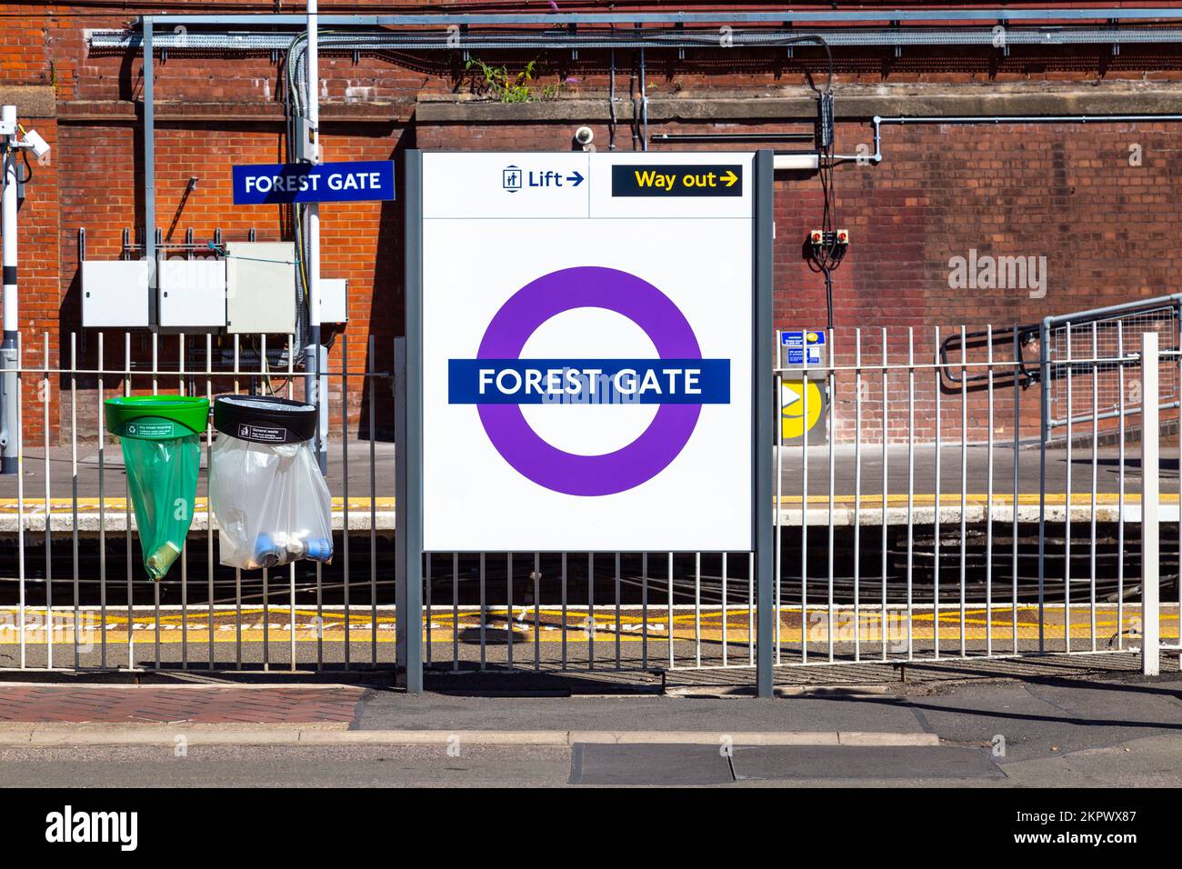 Sign at Forest Gate Elizabeth Line station platform, Forest Gate