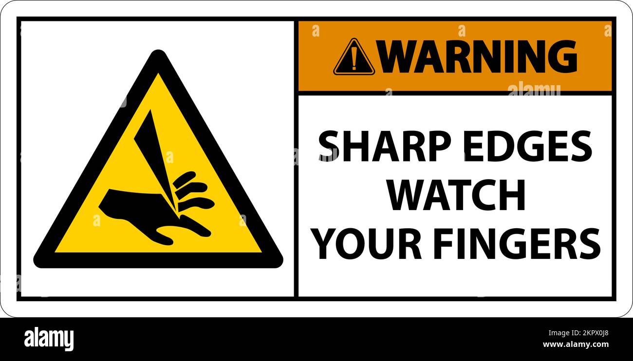 Warning Sharp Edges Watch Your Fingers On White Background Stock Vector
