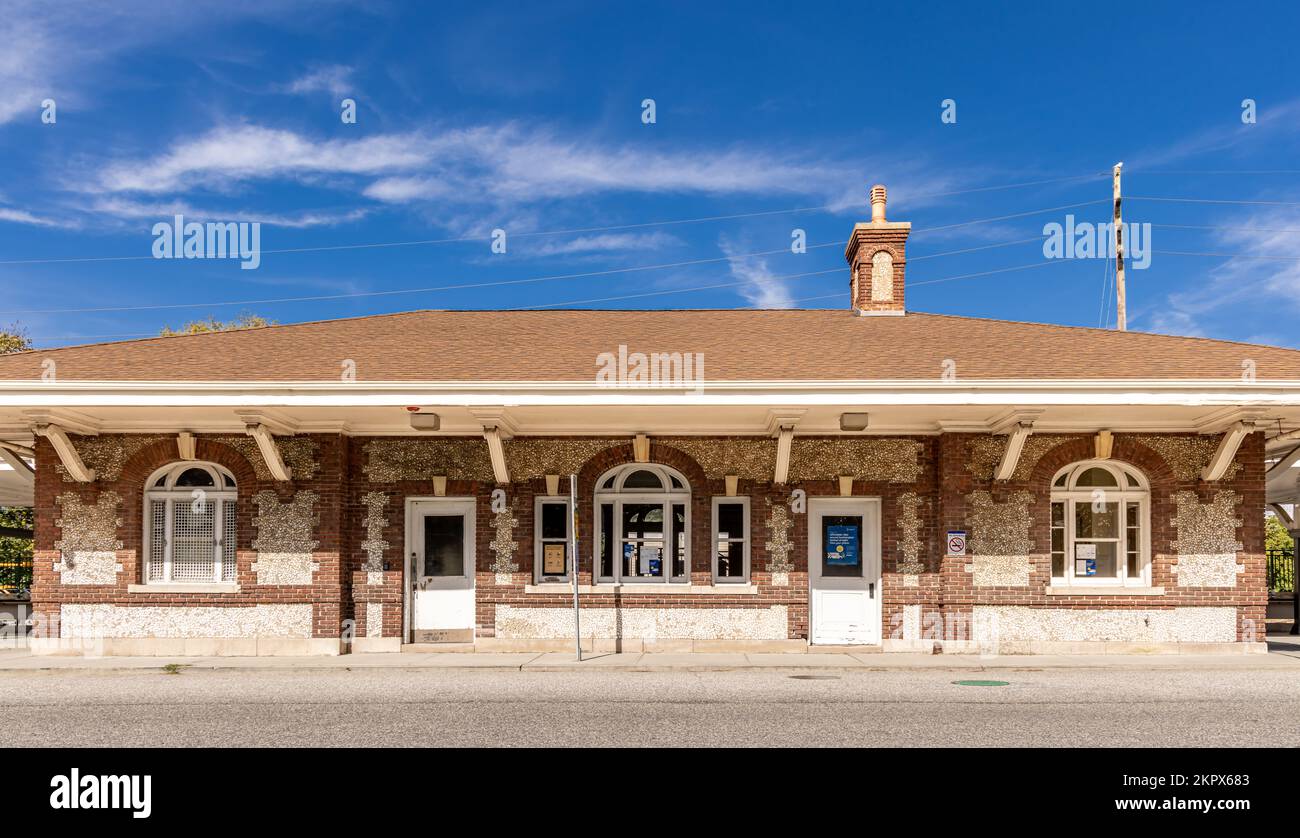 Long Island Rail Road Station in Southampton, NY Stock Photo