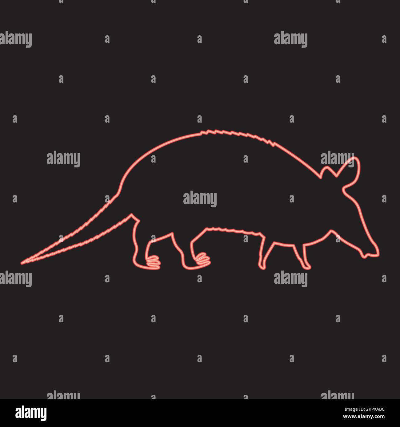 Neon armadillo red color vector illustration image flat style light Stock Vector