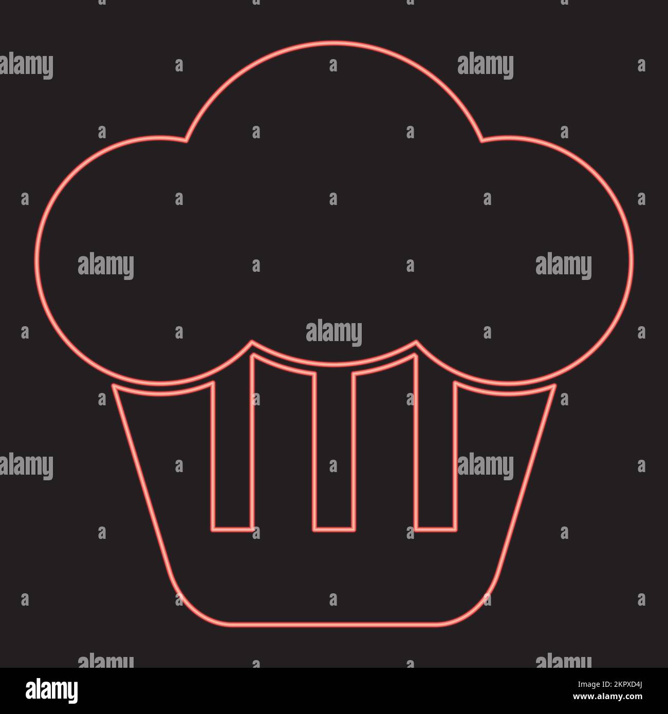 Neon cupcake red color vector illustration image flat style light Stock Vector