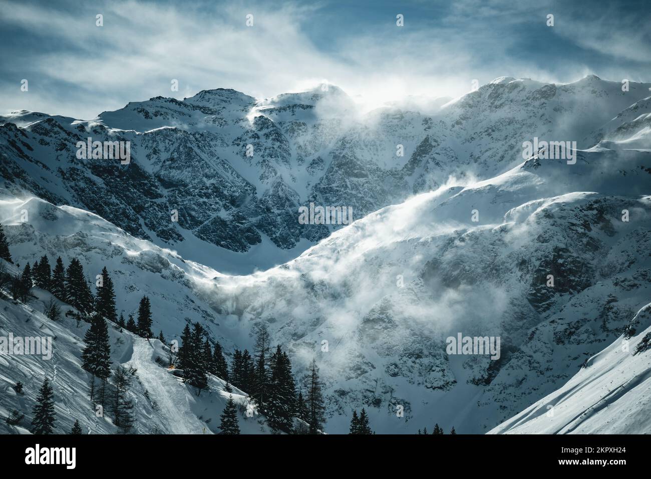 Clouds over mountain landscape in Austrian Alps, Gastein, Salzburg, Austria Stock Photo