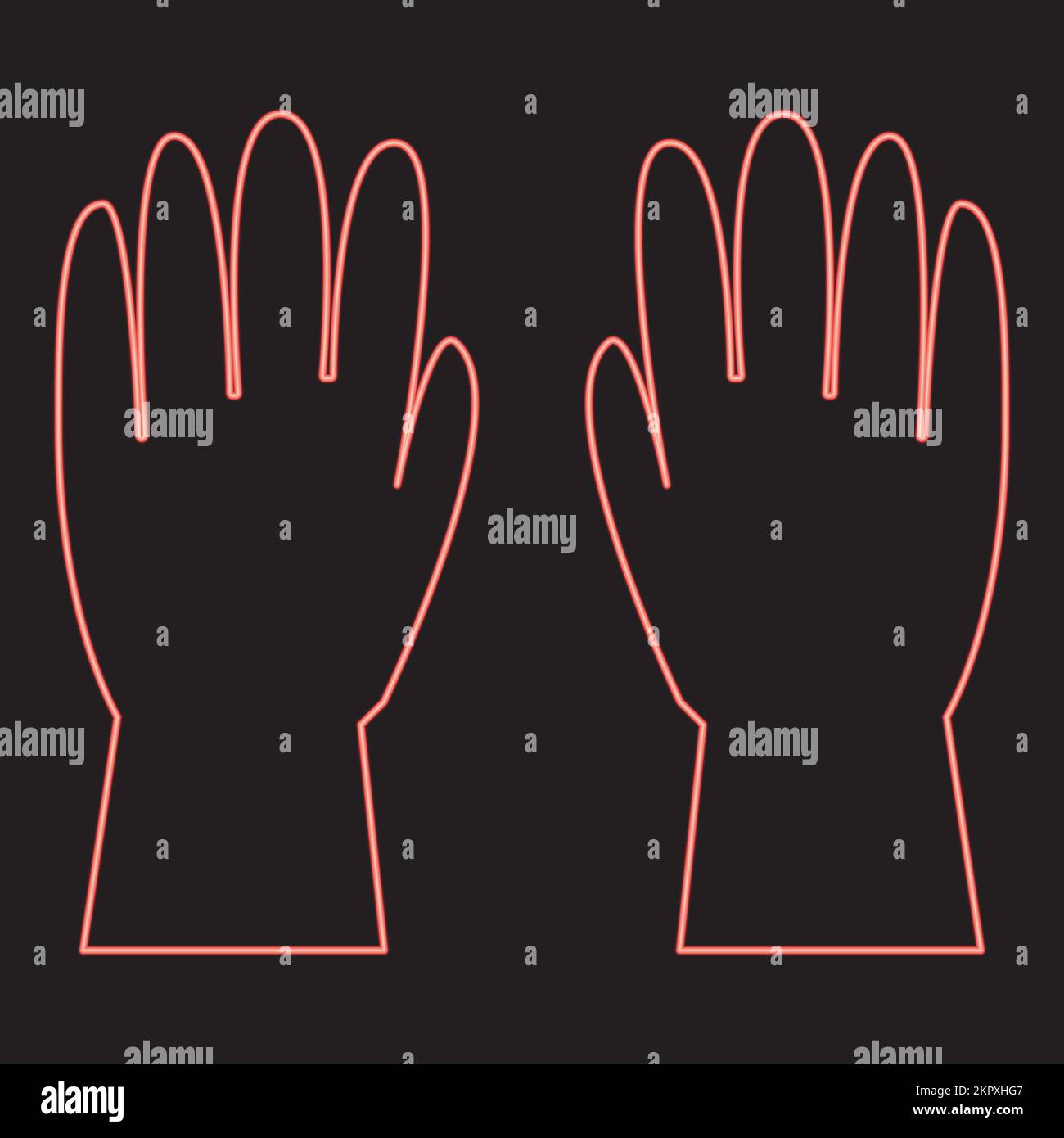 Neon working gloves red color vector illustration image flat style light Stock Vector Image