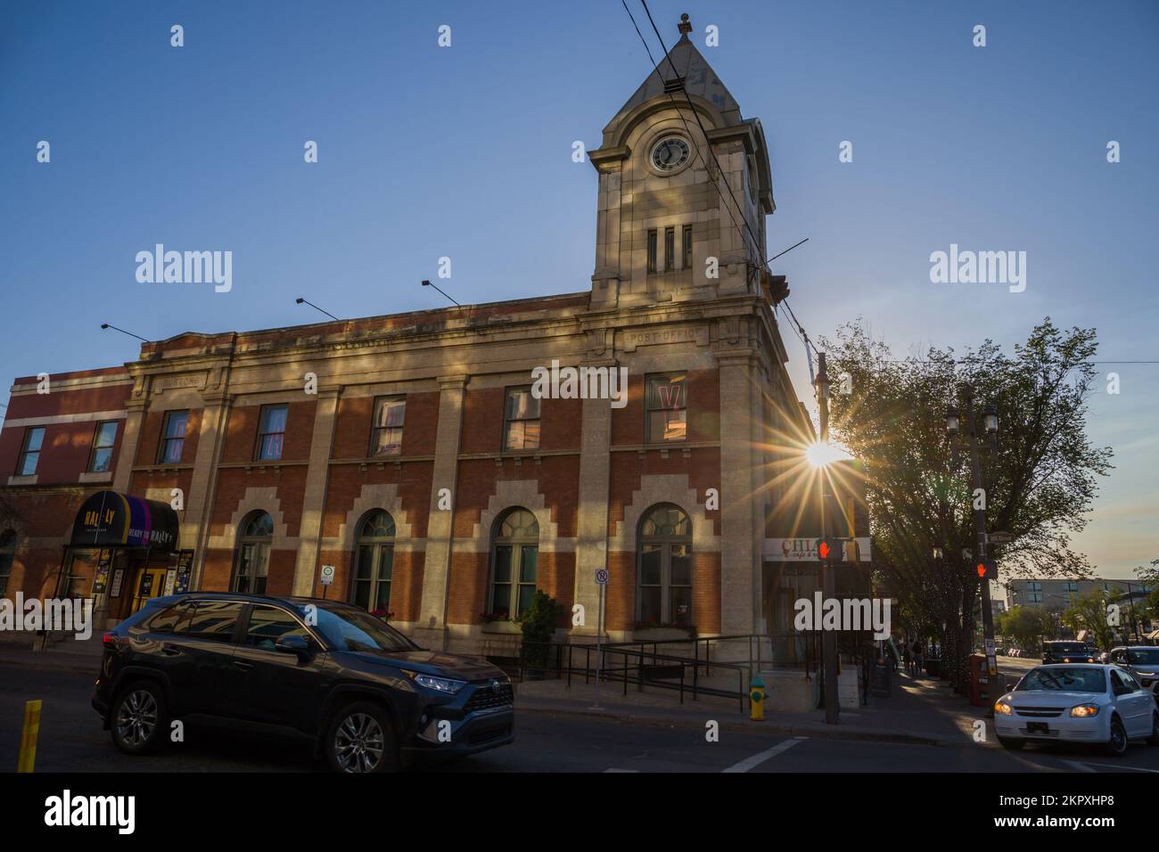 Strathcona Public Building old brick house with a tower and clock