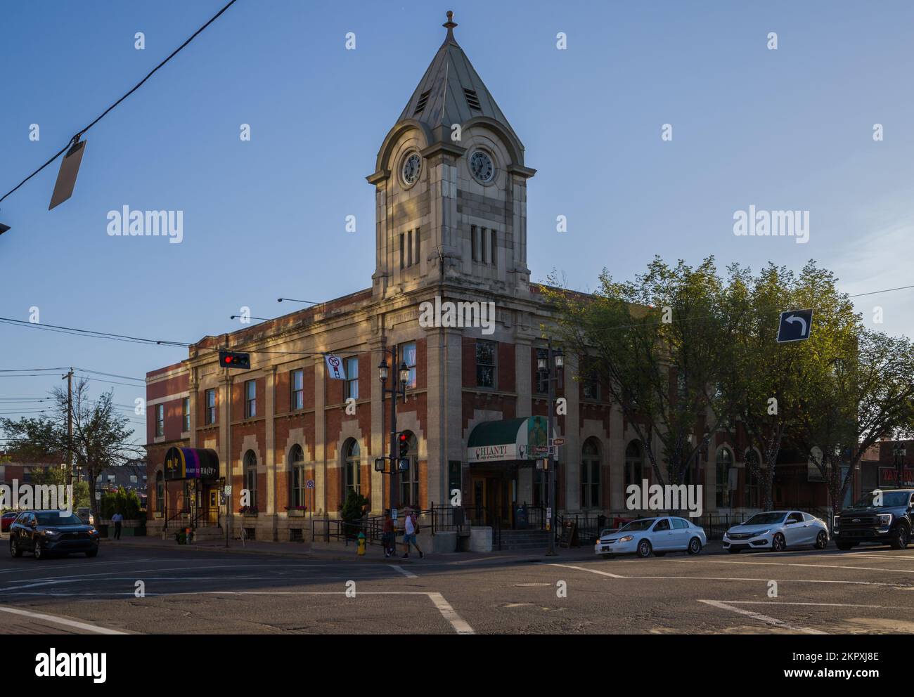 Strathcona Public Building old brick house with a tower and clock