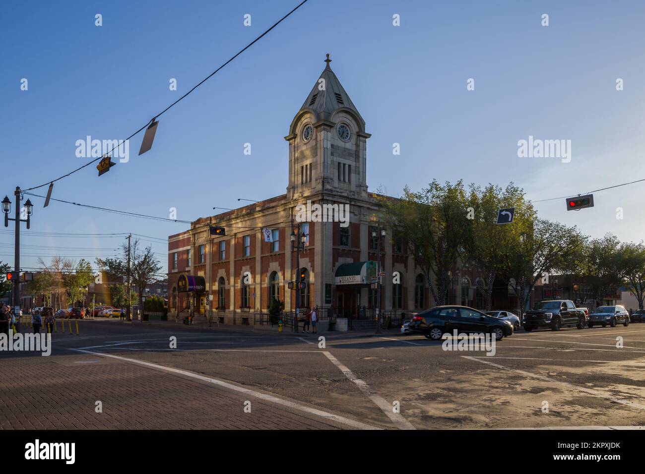 Strathcona Public Building old brick house with a tower and clock