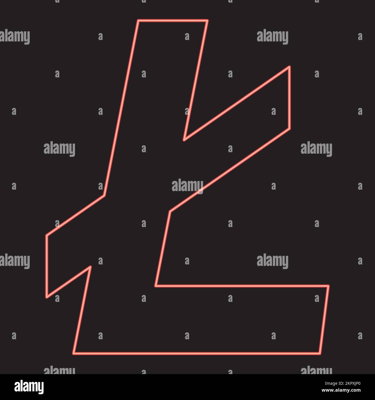 Neon litecoin red color vector illustration image flat style light Stock Vector