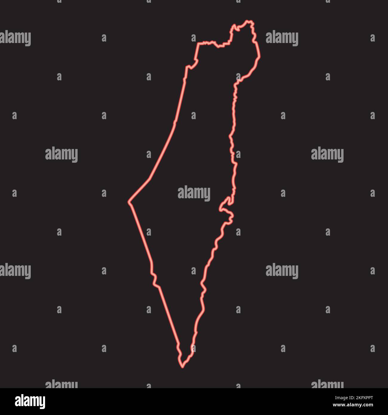 Neon map of israel red color vector illustration image flat style light Stock Vector