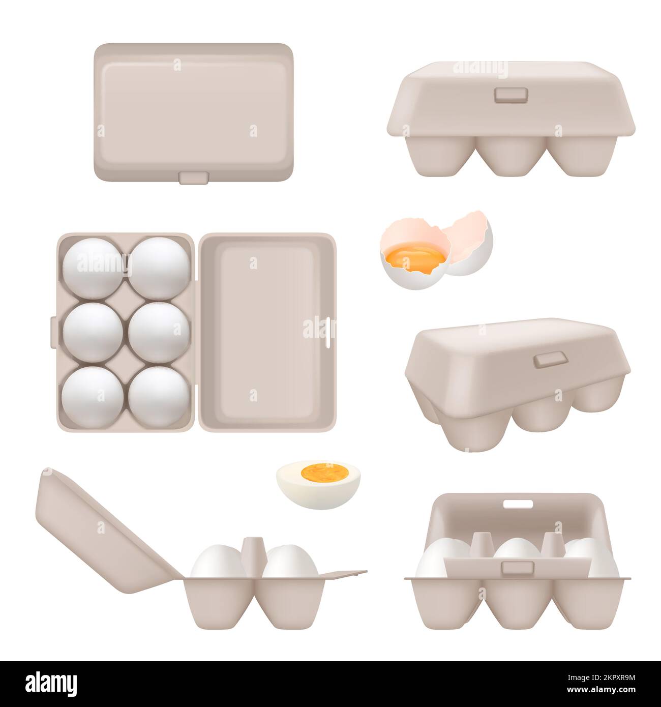 Eggs containers. Tray boxes for food eggs packages for retail decent