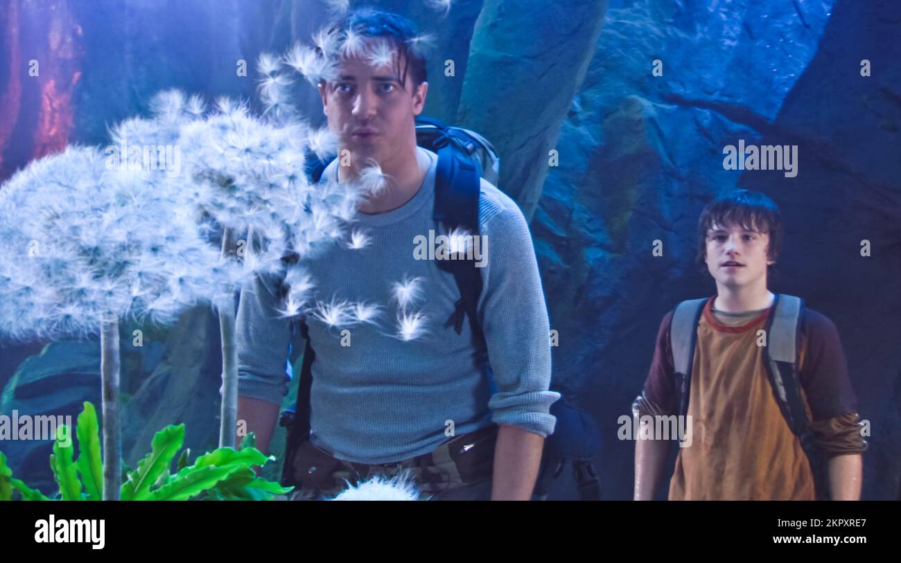 USA. Brendan Fraser, Josh Hutcherson in a scene from(C)Warner Bros film :  Journey to the Center of the Earth (2008) . Plot: On a quest to find out  what happened to his, image size:1300x813