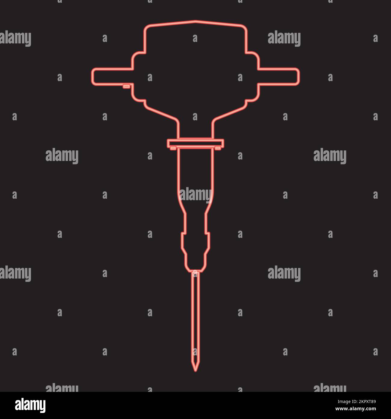Neon jackhammer red color vector illustration image flat style light Stock Vector