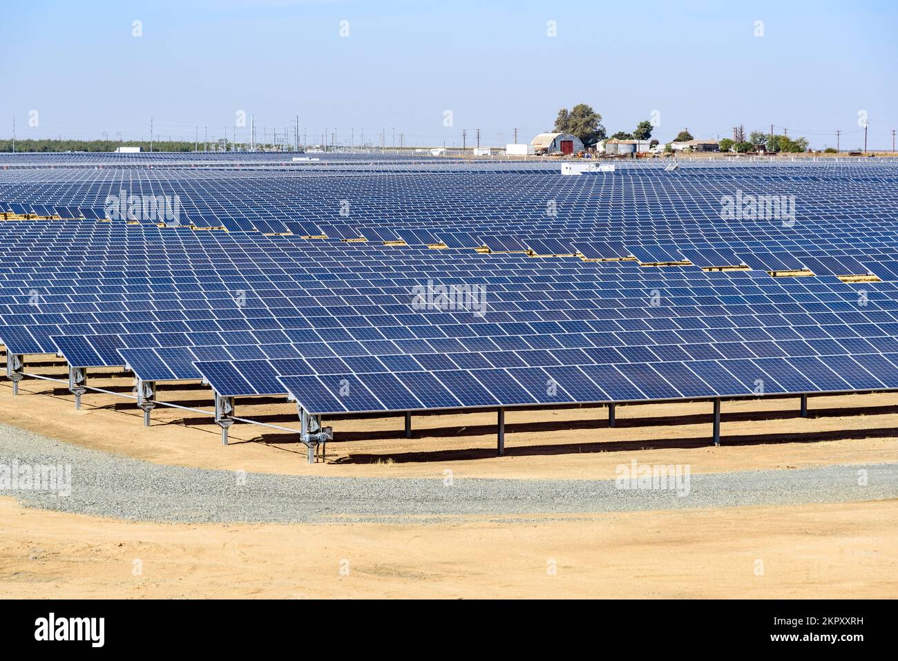 Rows of salr panels in the countryside of California on a sunny autumn day Stock Photo