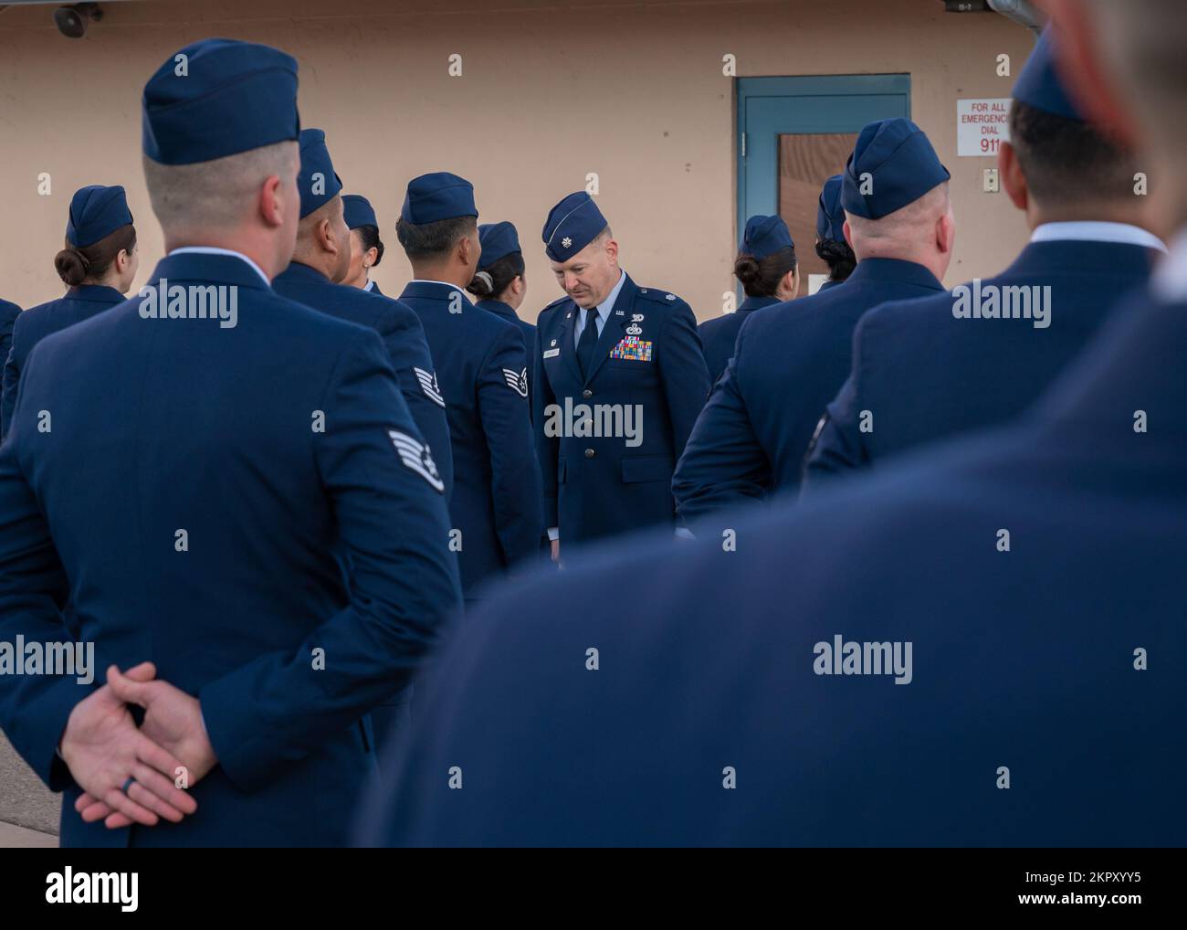 Members of the 162nd Logistics Readiness Squadron wait in formation ...