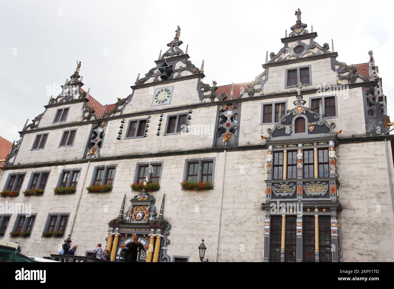 historisches Rathaus von 1604 im Stil der Weserrenaiessance, Niedersachsen, Deutschland, Hannoversch Münden Stock Photo