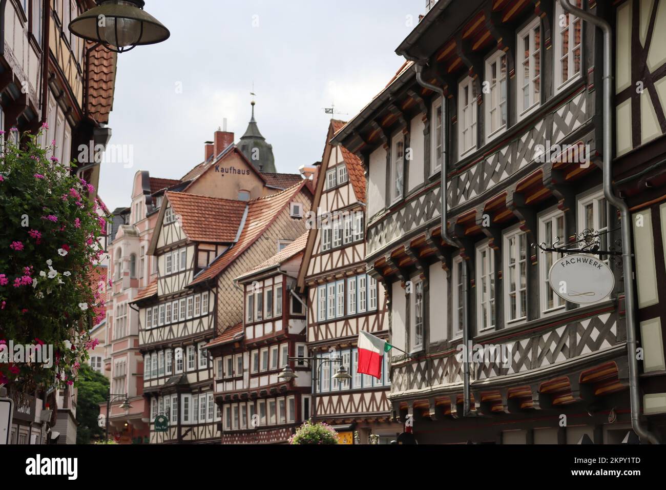 Fachwerkensemble in der historischen Altstadt, Niedersachsen, Deutschland, Hannoversch Münden Stock Photo