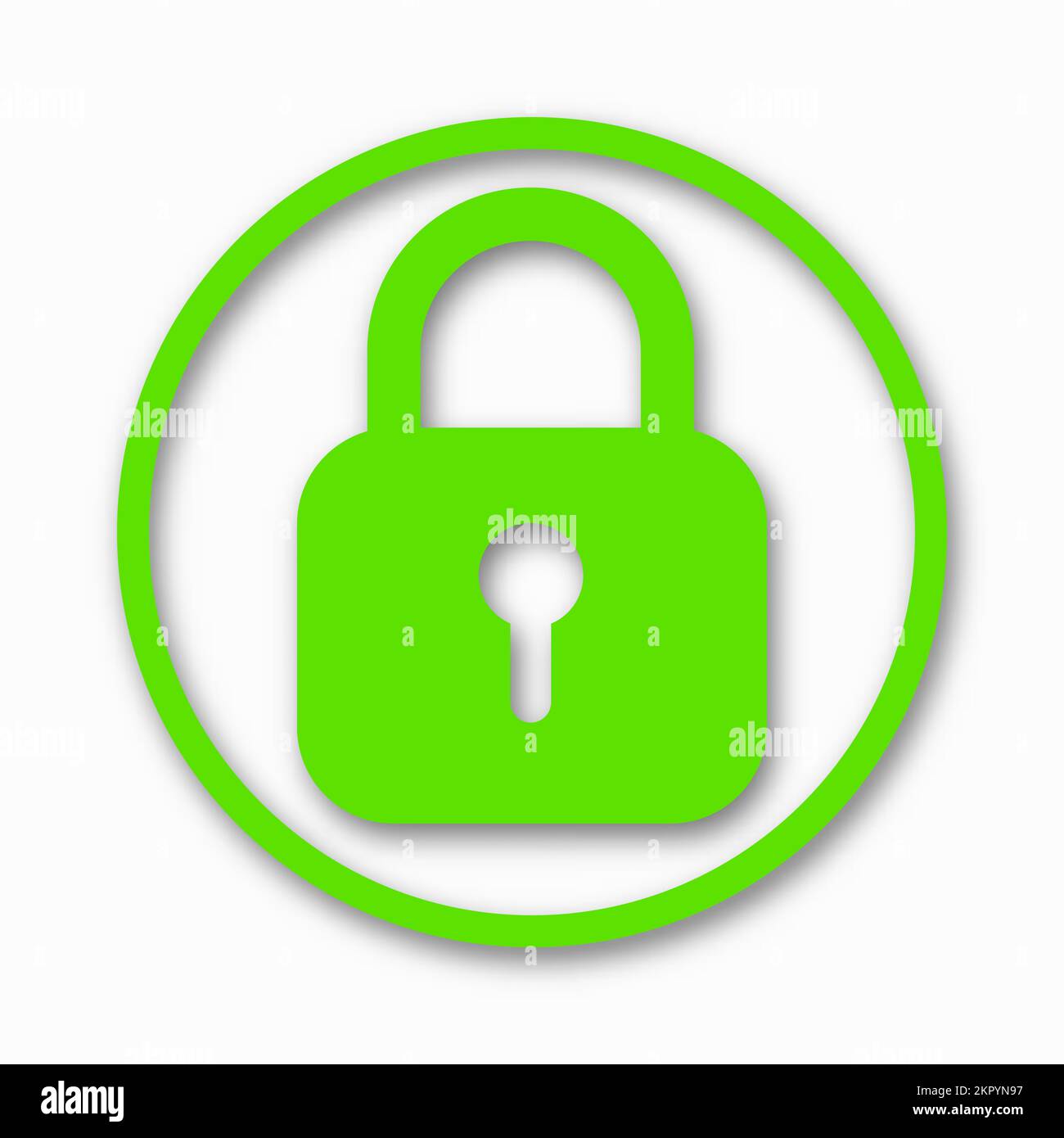 Green padlock icon isolated on white background. Symbol sign lock
