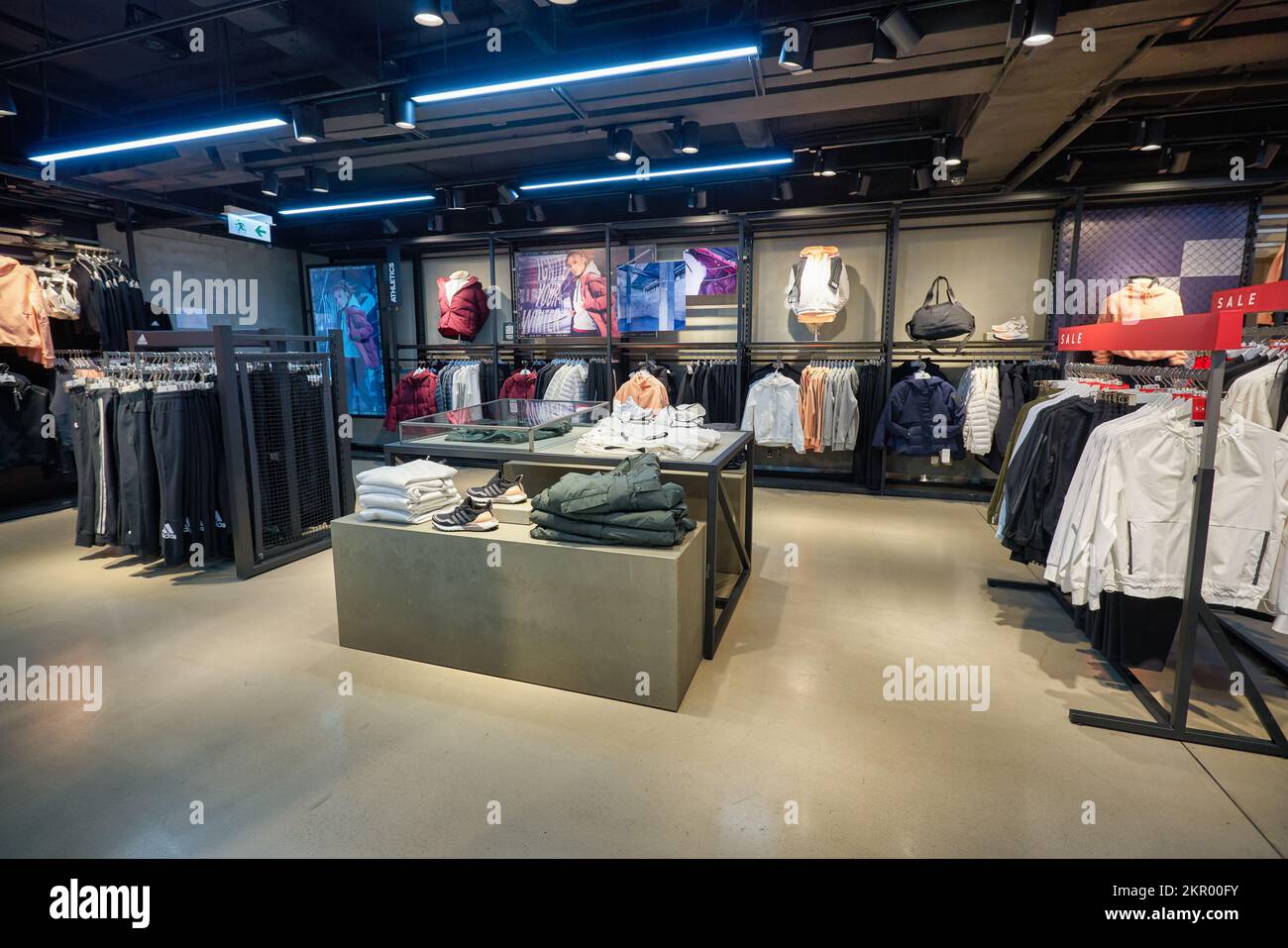 HONG KONG - CIRCA DECEMBER, 2019: interior shot of Adidas store in Hong ...