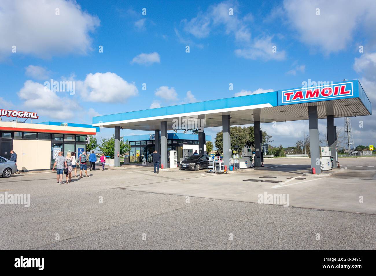 Autogrill Arrone Ovest petrol station, A12 Autostrada Azzurra, Rome (Roma), Lazio Region, Italy Stock Photo