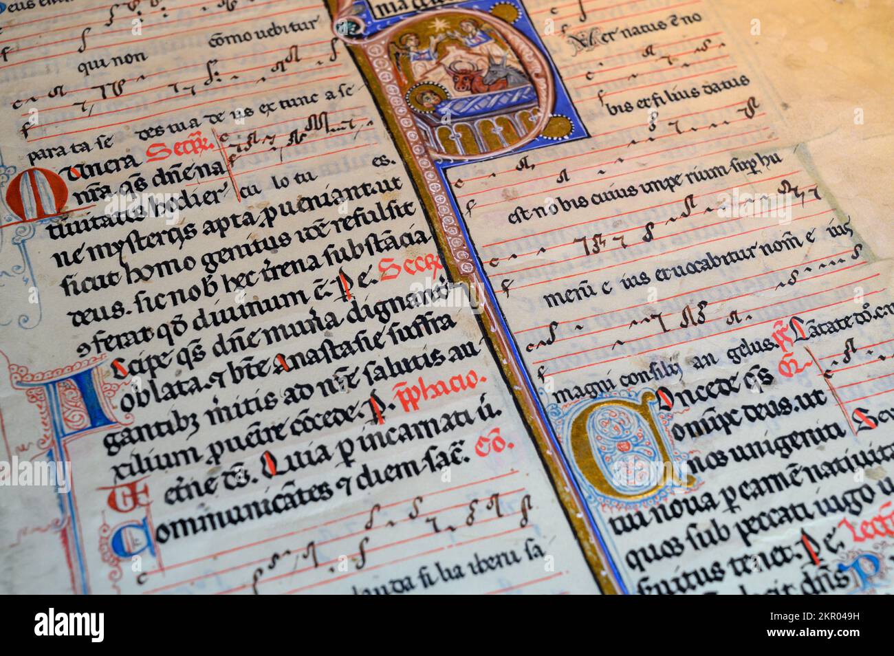 Missale possoniense, the Catholic Missal used in what is today Bratislava. 1st third of 14th century. Facsimile. Bratislava City Museum. Stock Photo