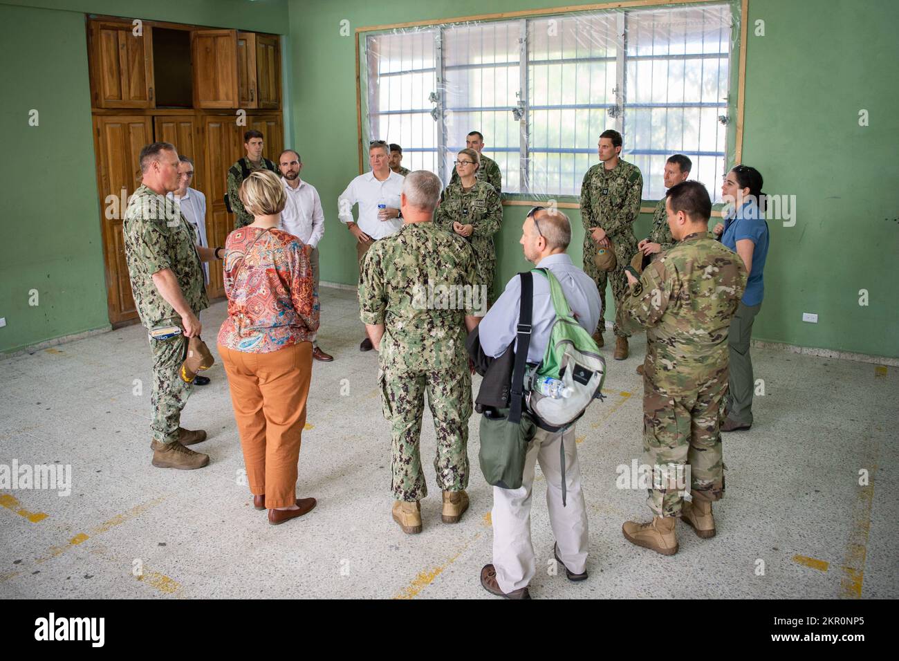 221105-N-TR141-1265 PUERTO CORTES, Honduras (Nov. 5, 2022) U.S. Embassy to Honduras officials, U.S. Navy leadership, and Honduran military and government officials, tour a medical site during Continuing Promise 2022 in Puerto Cortes, Honduras, Nov. 5, 2022. CP22 is a humanitarian assistance and goodwill mission conducting direct medical care, expeditionary veterinary care, and subject matter expert exchanges with five partner nations in the Caribbean, Central and South America. Stock Photo